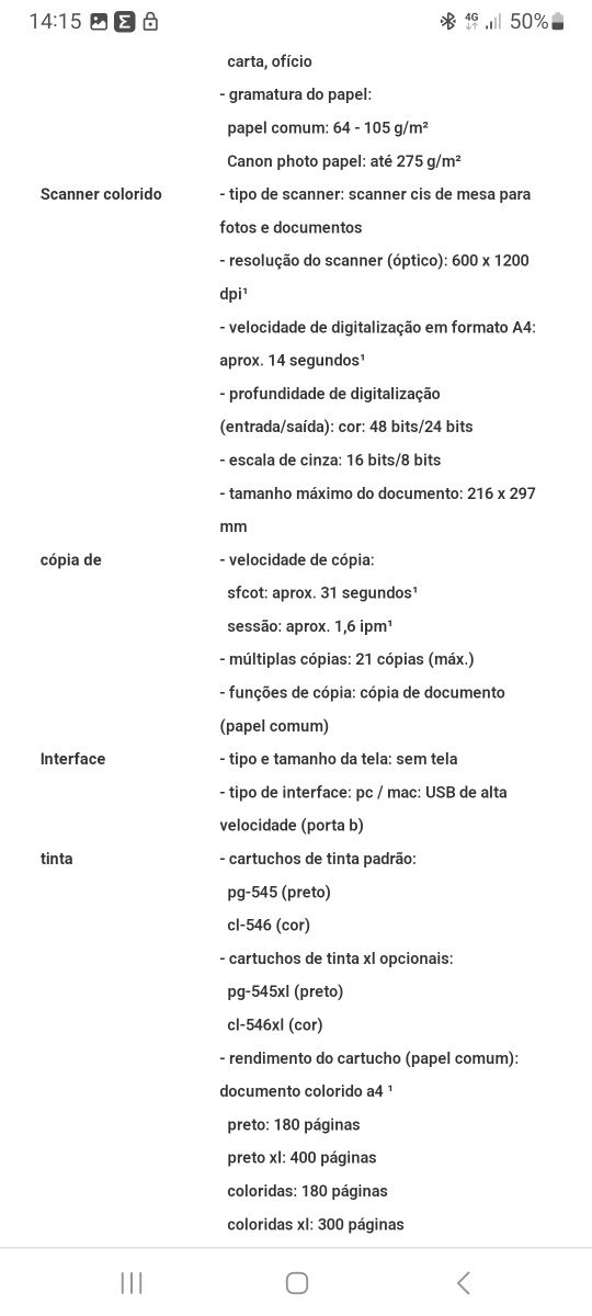 Impressora  PIXMA MG 2450 Canon