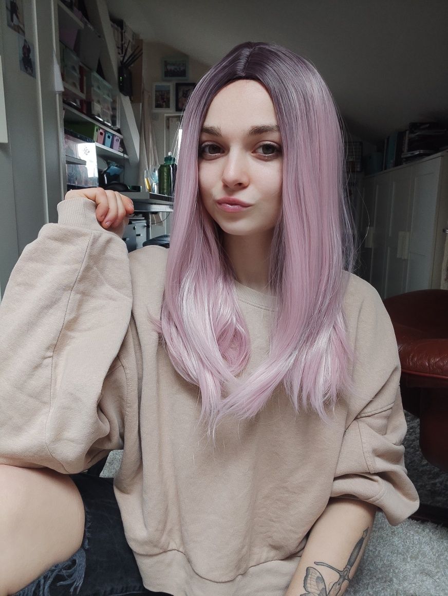 Peruka ombre pudrowy róż WIG sombre cosplay jakość