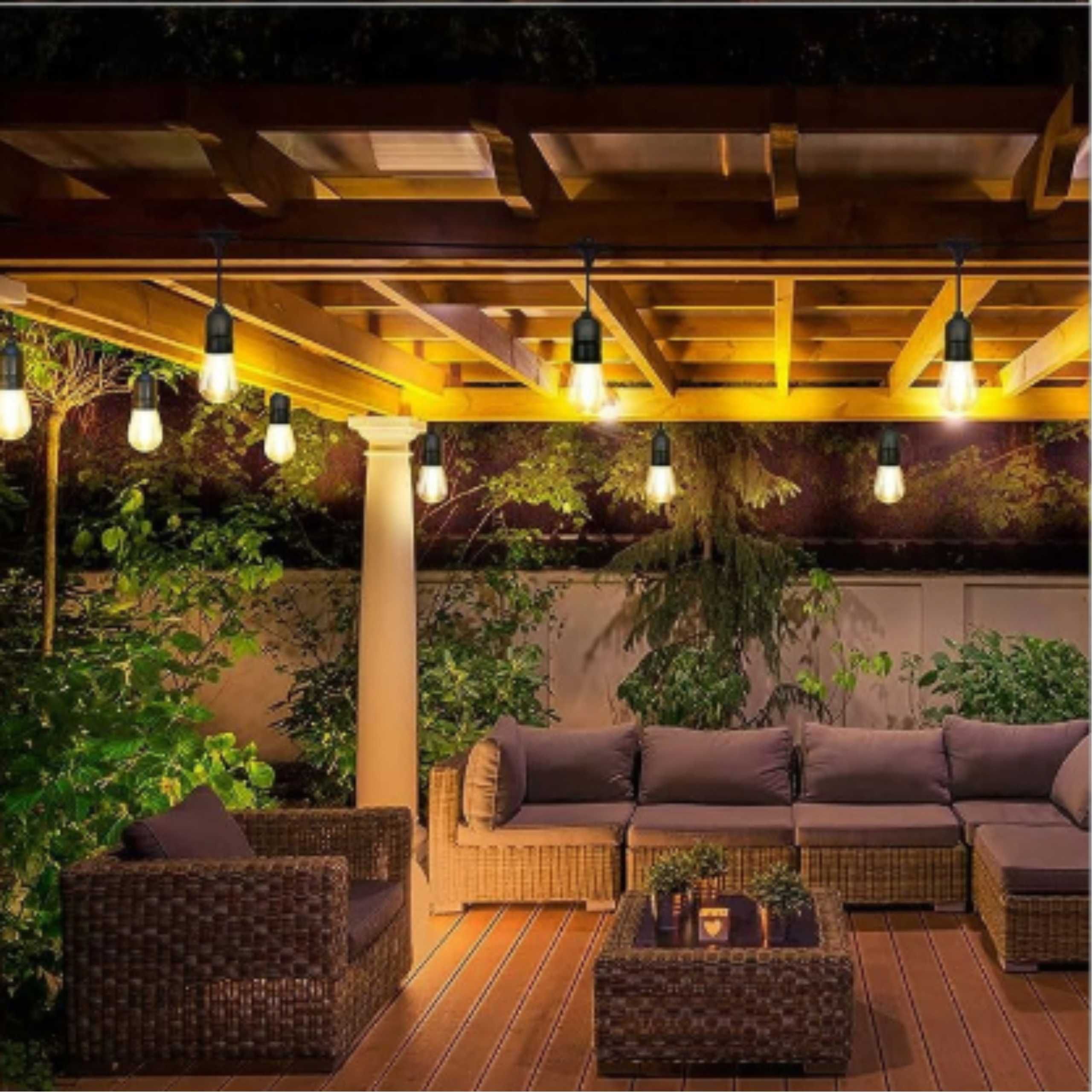 Girlanda Świetlna Ogrodowa 10m 20m Żarówki LED E27 Łańcuch Ogrodowy