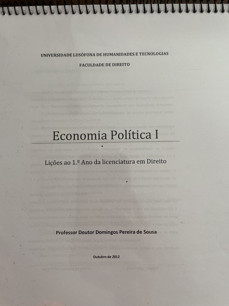 Sebenta de Economia Política, Domingos Pereira de Sousa