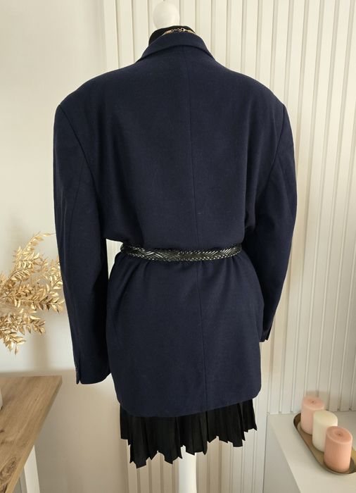 Granatowa marynarka wełna 40 L wool oversize kaszmir bdb guziki