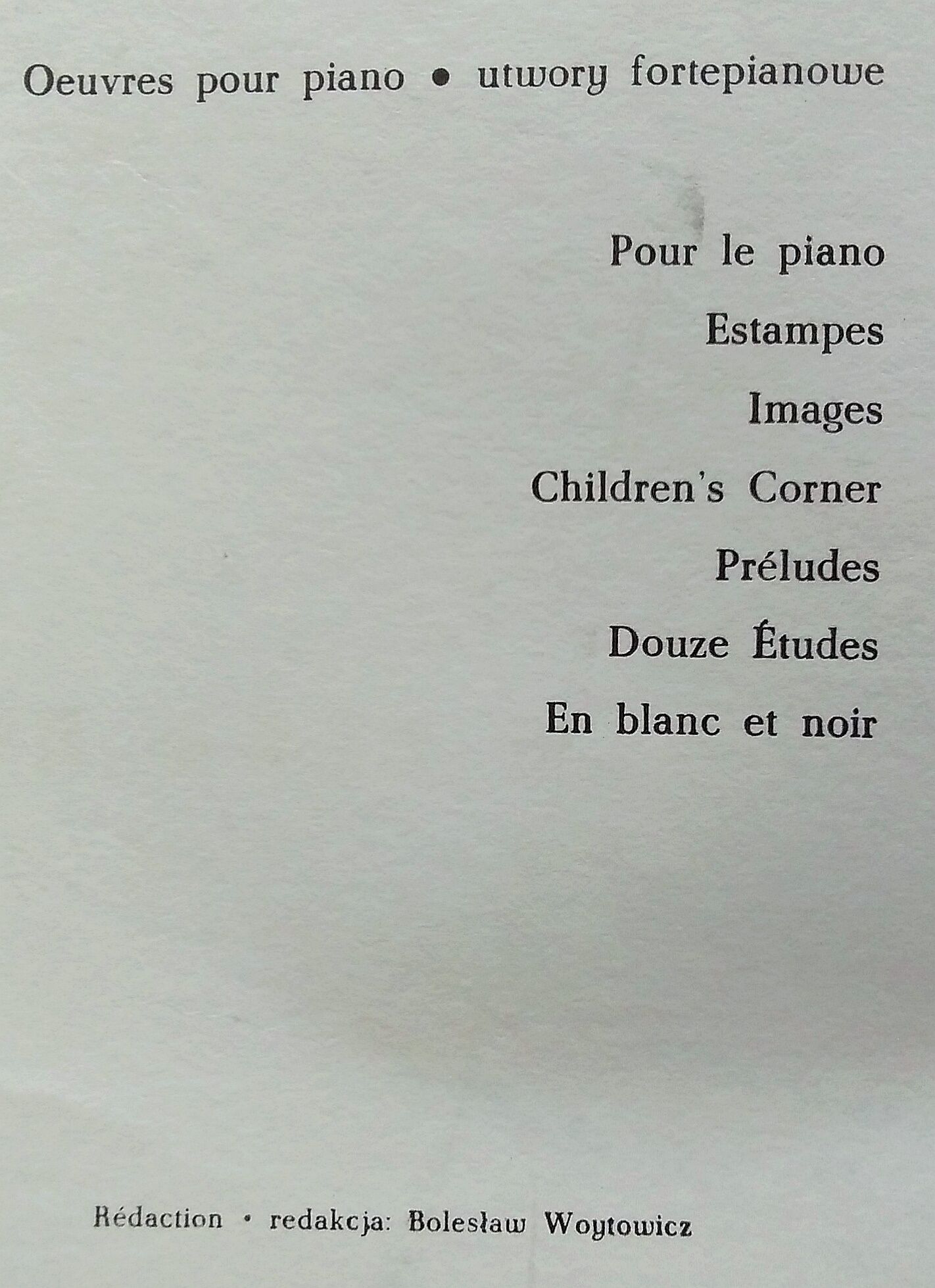 Nuty, C. Debussy, Kącik dziecięcy, Sześć dedykowanych utworów.PWM 1974