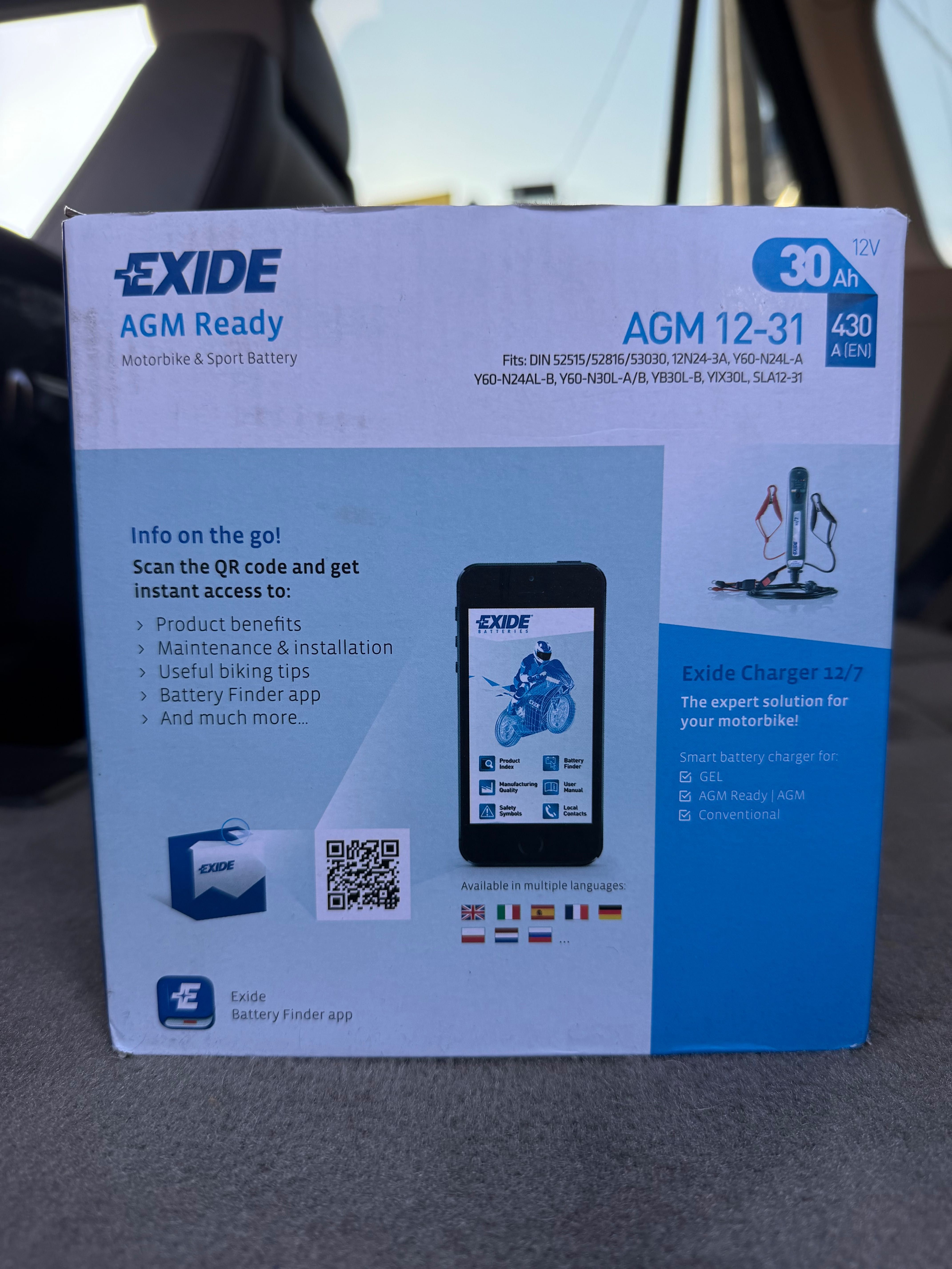 Акумулятор 30Ah-12v Exide AGM12-31, R EN430