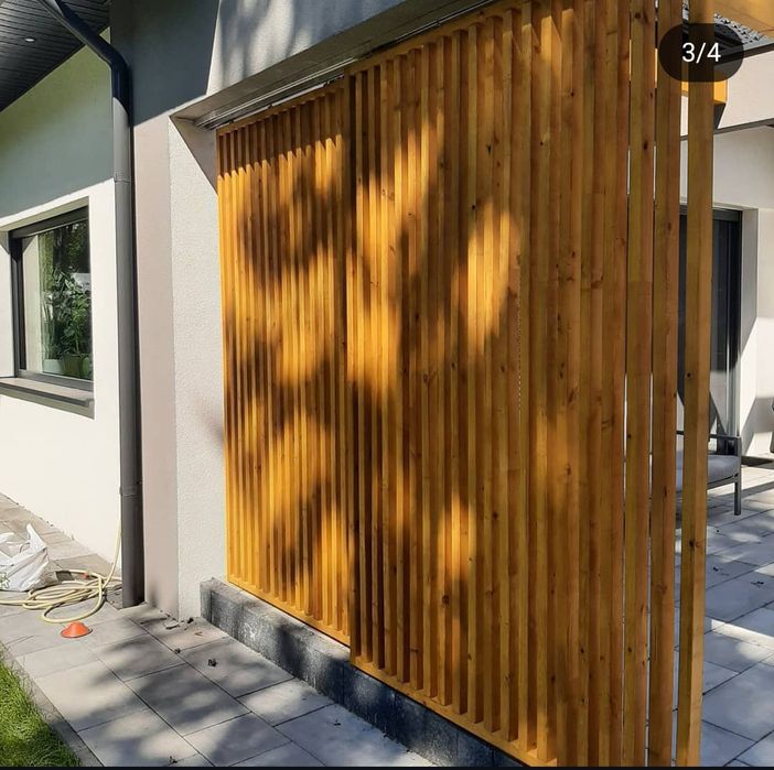 Przesłona ogrodowa przesuwna , drewno świerk skandynawski C24