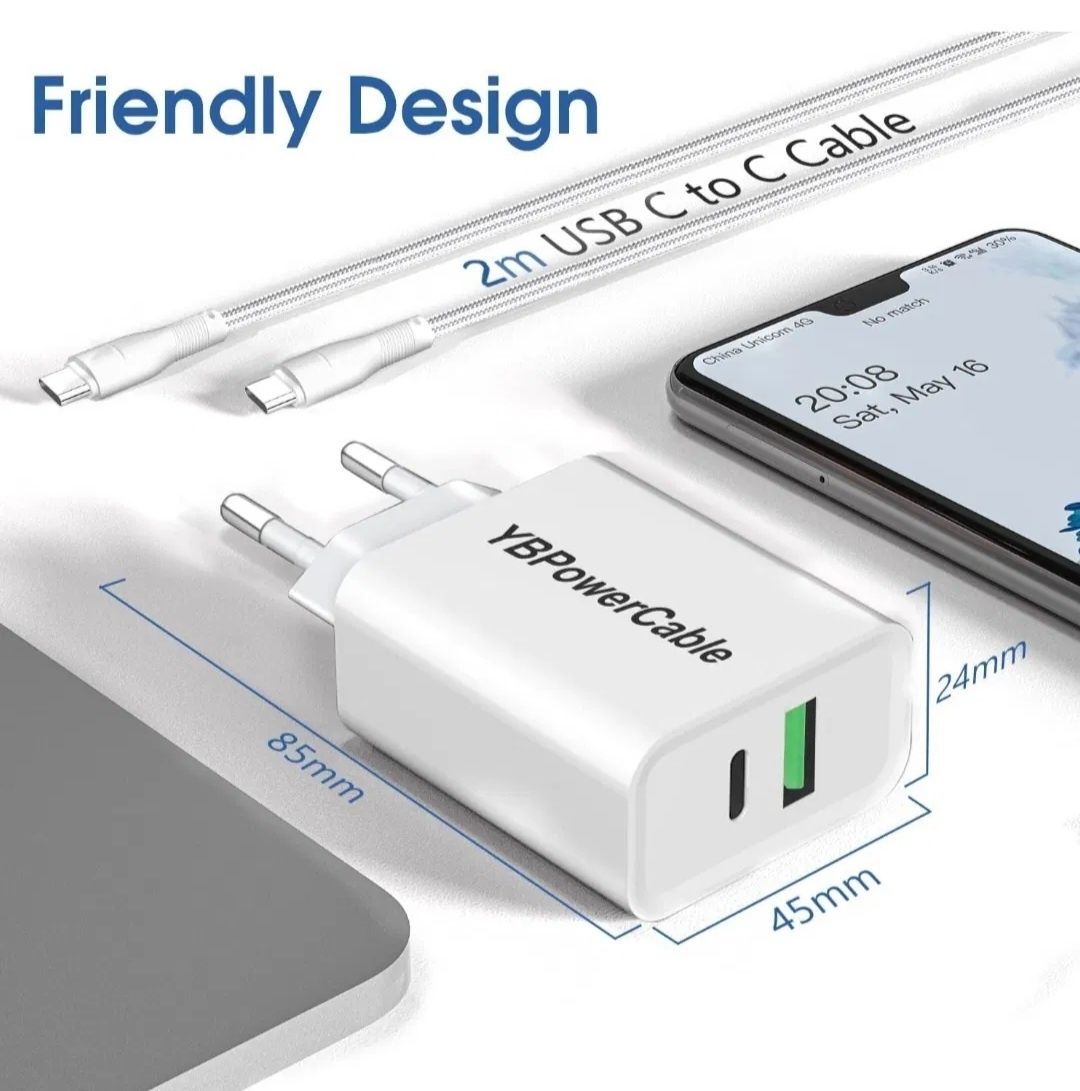 Szybka ładowarka USB C PD 25 W i 18 W