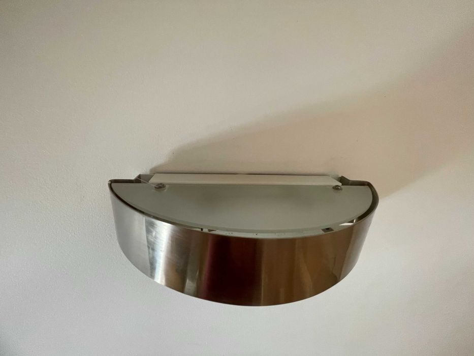 Conj de 2_Iluminação/aplique de parede em inox e vidro fosco
