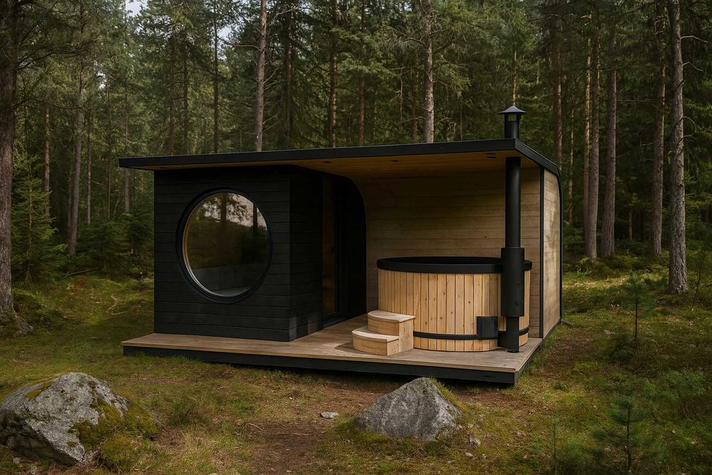 Sauna domek z tarasem pod balie PRODUCENT jakość AuraForest