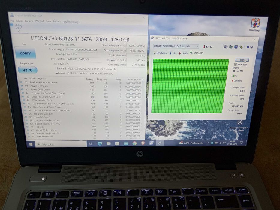 Laptop HP ultrabook Intel Core i5/i7 SSD 8GB bateria ok. 3 godziny Win