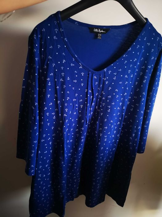 Ulla Popken bluzka tunika niebieska kotwice r. 46/48
