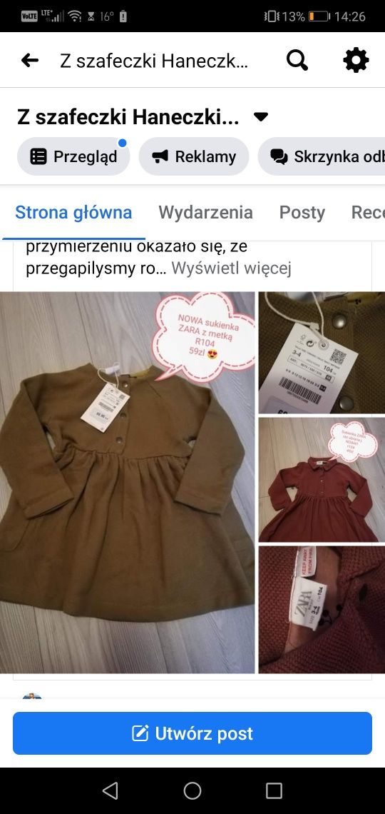 Piękne nowe sukienki ZARA oliwkowa i malinowa r104