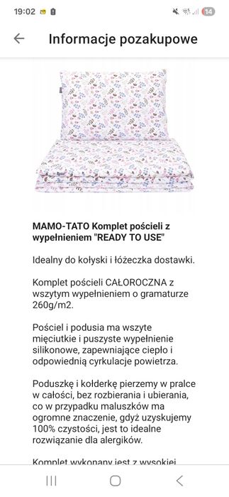 Pościel do złobka/przedszkola.