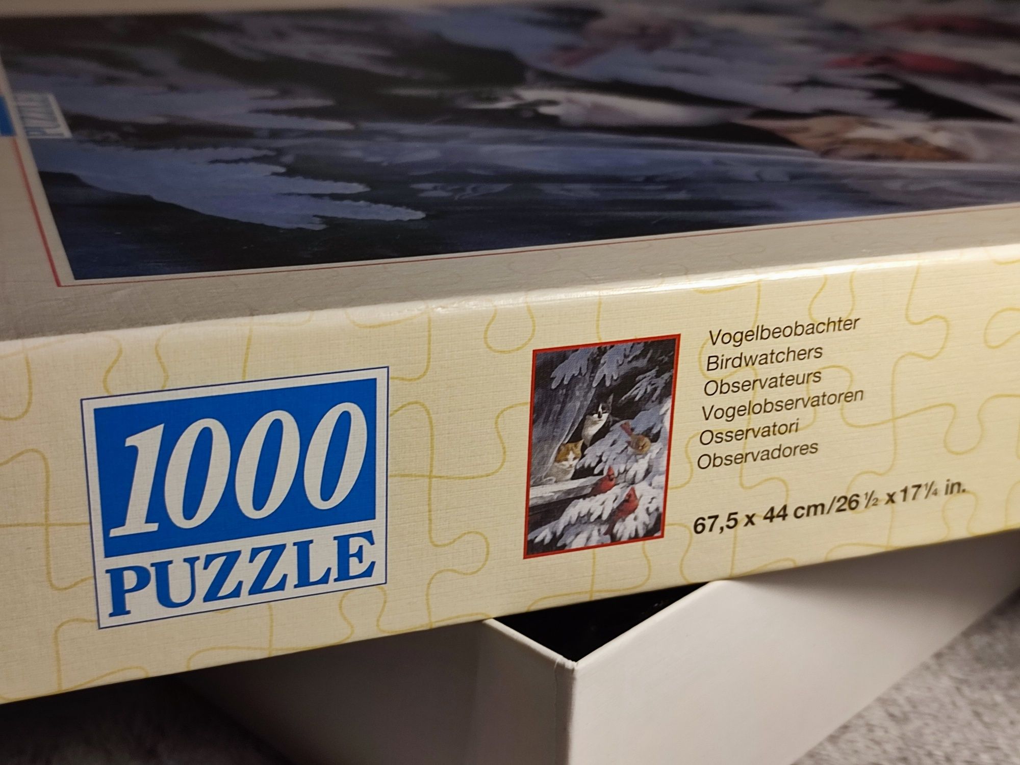 Stare Puzzle F.X. Schmid 1994 - koty, ptaki, 1000 el. St.bdb
