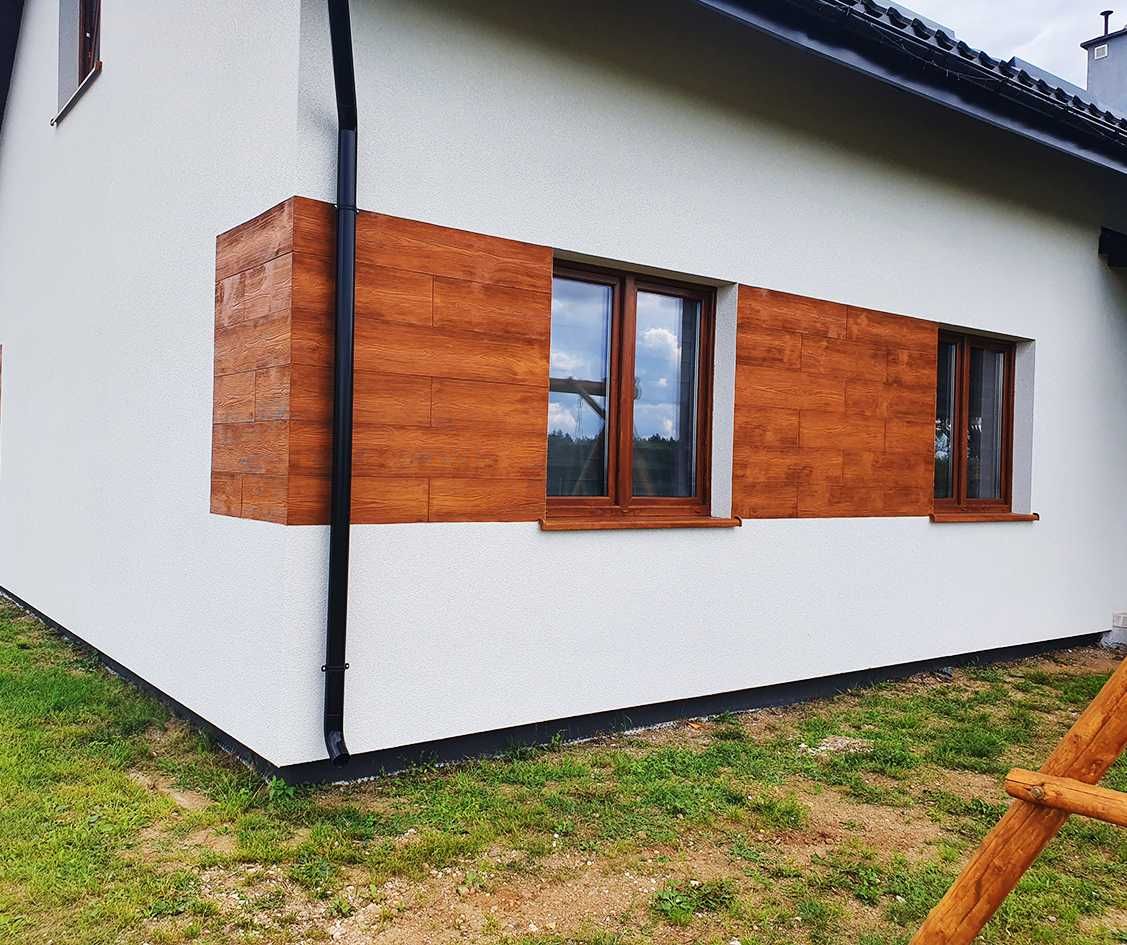 Deska elewacyjna imitująca drewno. ZESTAW panel + klej+ lazura (farba)