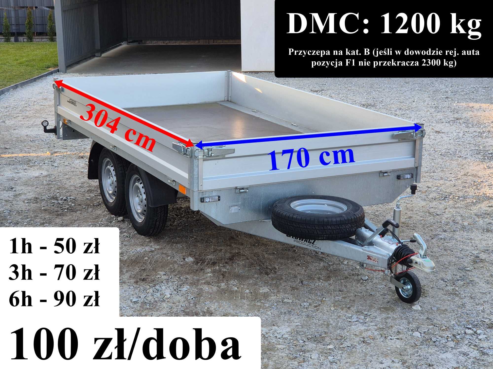 Laweta 4.5m x 2.05m wynajem lawet 2T WYPOŻYCZALNIA Przyczep DMC 2000kg