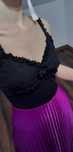 Black cotton &lace top with ruffles Czarny top z koronką french chic