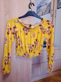 Bluzeczka typu crop top, żółta na lato