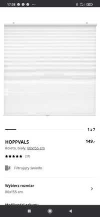 Roleta plisa Ikea Hoppvals 80/168 cm 2 szt.