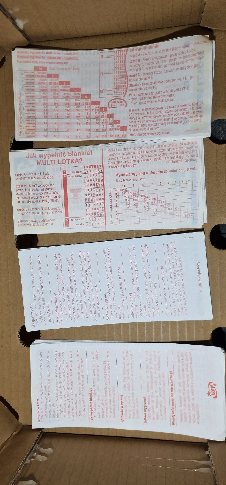 Archiwalne kolekcjonerskie kupony LOTTO Duży lotek multilotek