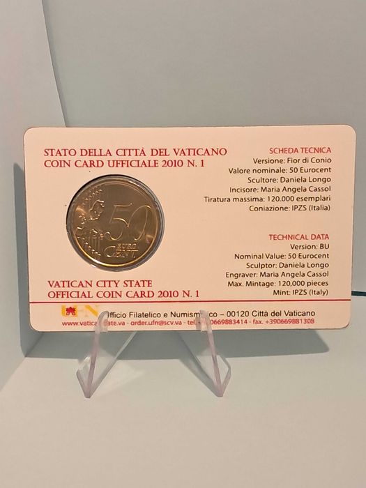 Coincard 50 centimos Vaticano 2010