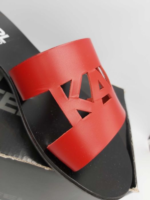 NOWE klapki KARL LAGERFELD skórzane czerwone rozmiar 36