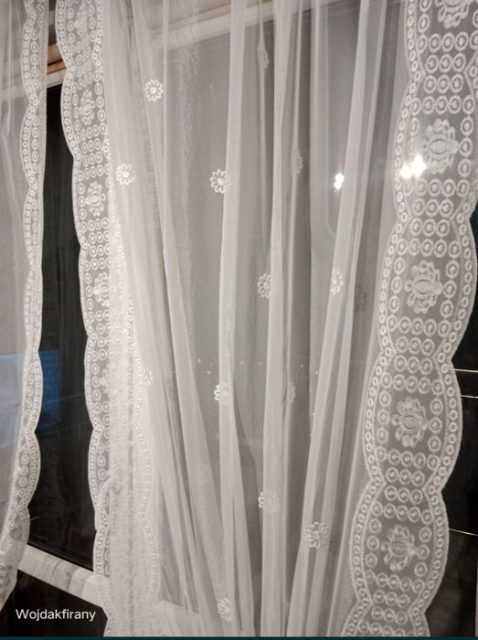Firana boho z wyszywanymi brzegami do kompletu dostępne upinki