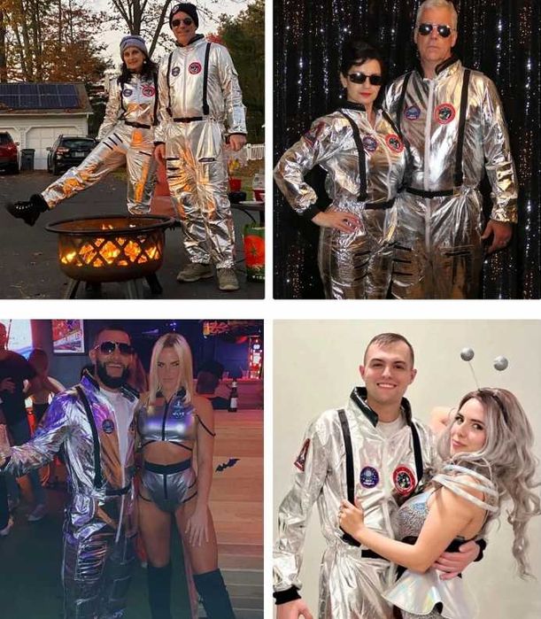 Kostium przebranie męskie M Astronauta Srebrne dla dorosłych + kask