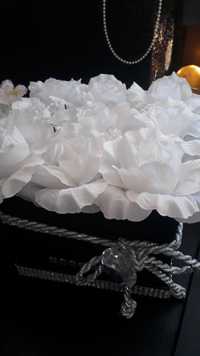 Komplet flower box 2 sztuki glamour kryształki czarno- biały