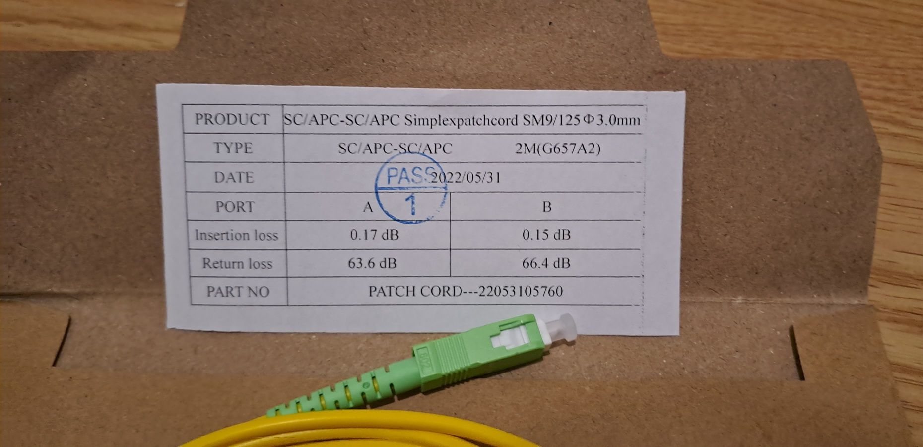 Cabo SC/APC-Simplex pat chcord SM9