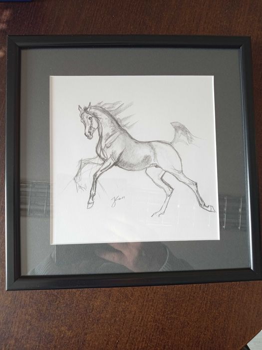 Joanna Kossak - ogier - rycina - szkic kredką