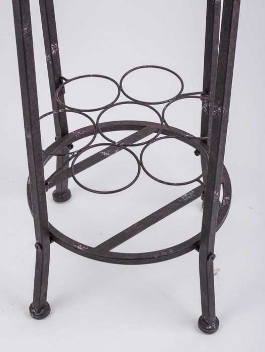 Stojak na wino butelki metalowy wysoki czarny stylizowany 130085