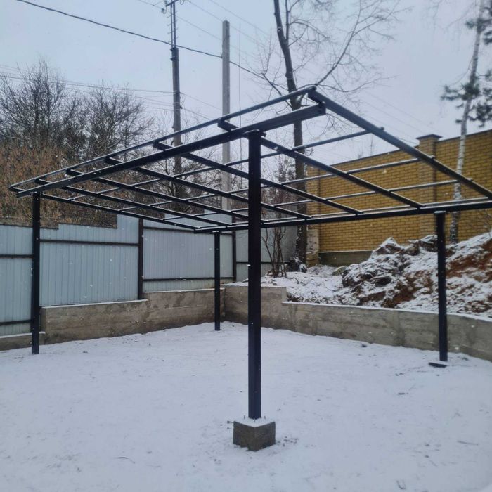 Навіс з профнастилу, Арочний навіс для авто, Односкатний навіс