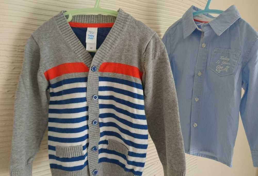 Komplet C&A r. 92 elegancki koszula i sweterek chłopięcy