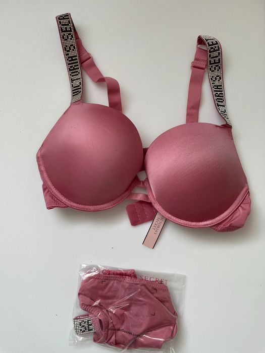 komplet bielizny victoria's secret rose pink new 75B