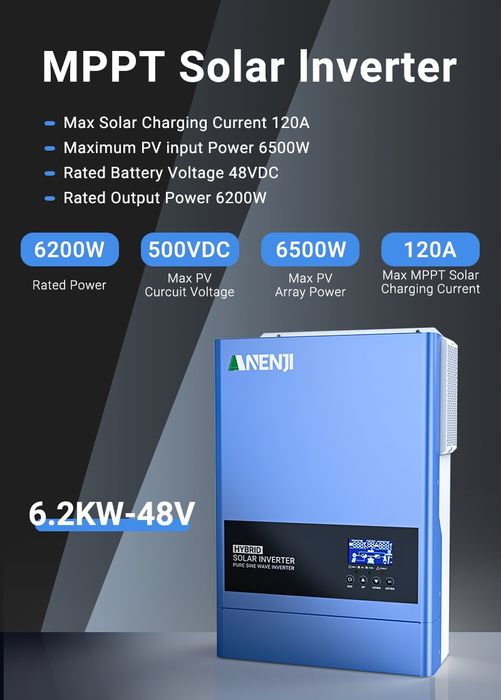 Falownik inwerter hybrydowy Anenji 6,2kW off grid 48V Wi-Fi Gwarancja