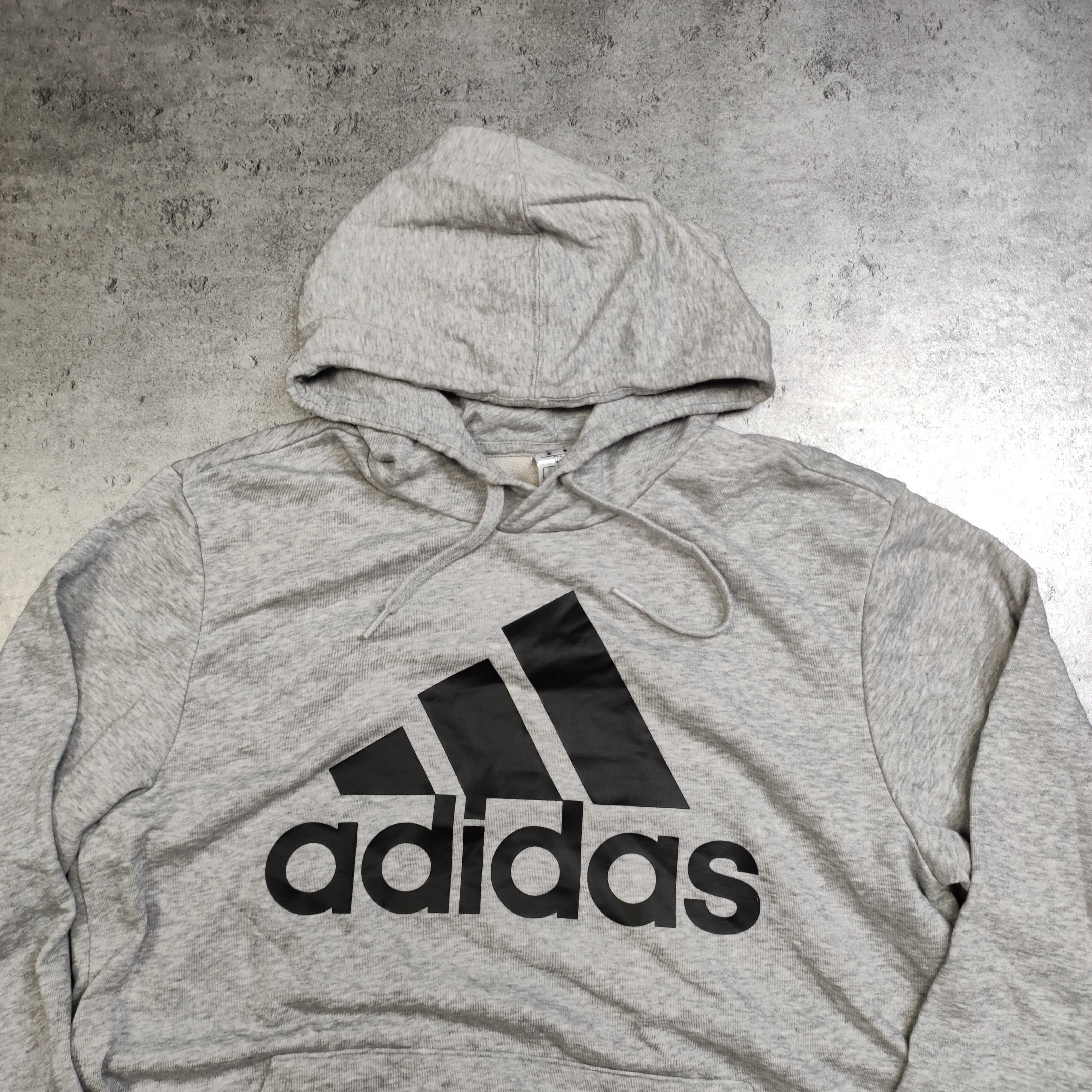MĘSKA Bluza z Kapturem Klasyk Bawełna hoodie Adidas Duże Logo Casual