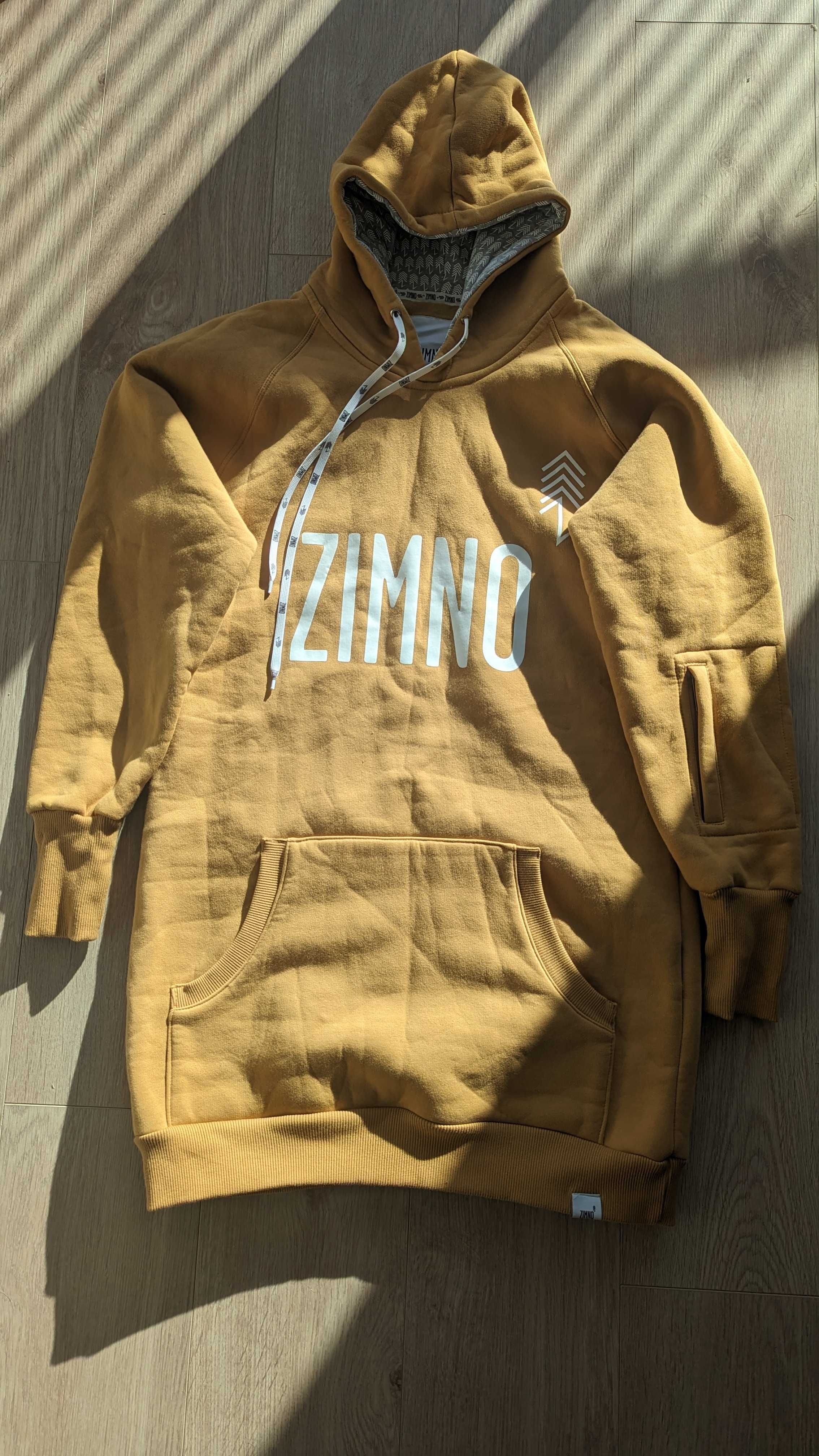 Bluza hoodie musztardowa "ZIMNO" L