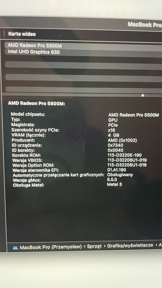 Macbook 16’’ Pro a2141 - i9/16gb/1tb ssd/ radeon pro 5500m