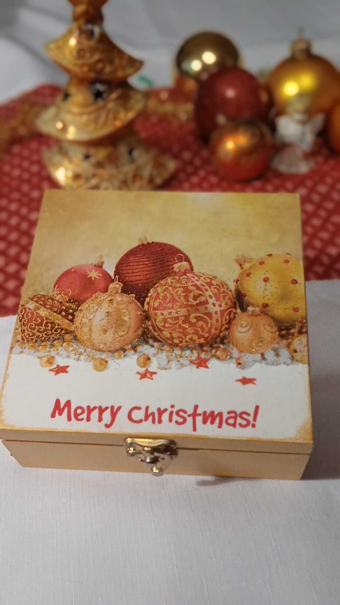 Pudełko , szkatułka, Prezent na Święta. Hand made.