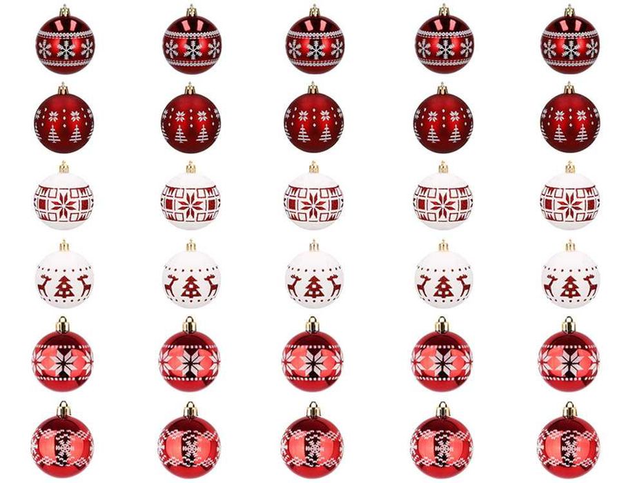 Bombki choinkowe czerwone 5cm zestaw 30 sztuk zestaw nietłukące ozdoby