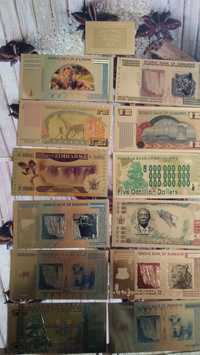Zestaw Banknotów Zimbabwe dolarów plus certyfikat COA