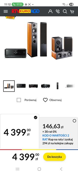 Zestaw kina Yamaha Music Cast RX-V4A