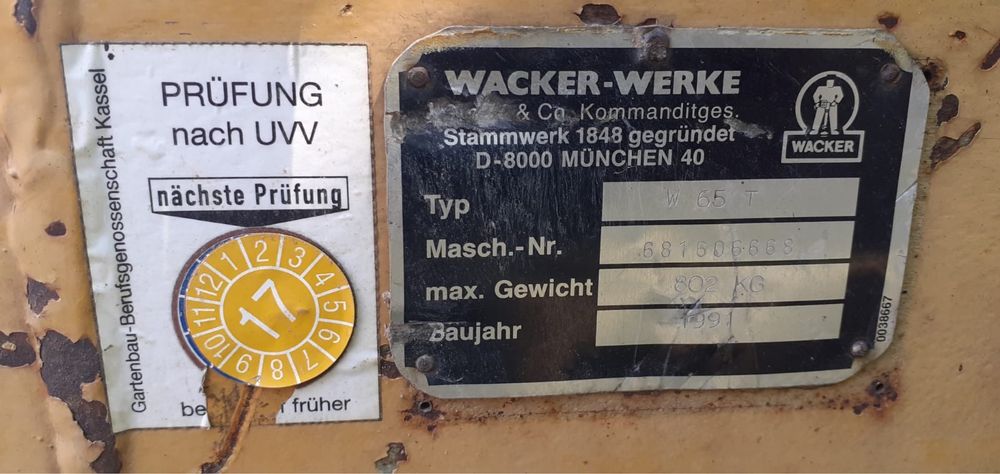 Walec Wacker Werke W65 T