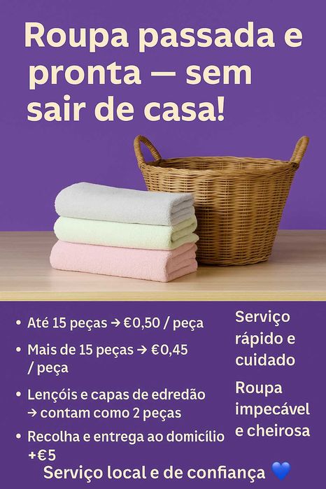 Passo a ferro – serviço com recolha e entrega ao domicílio