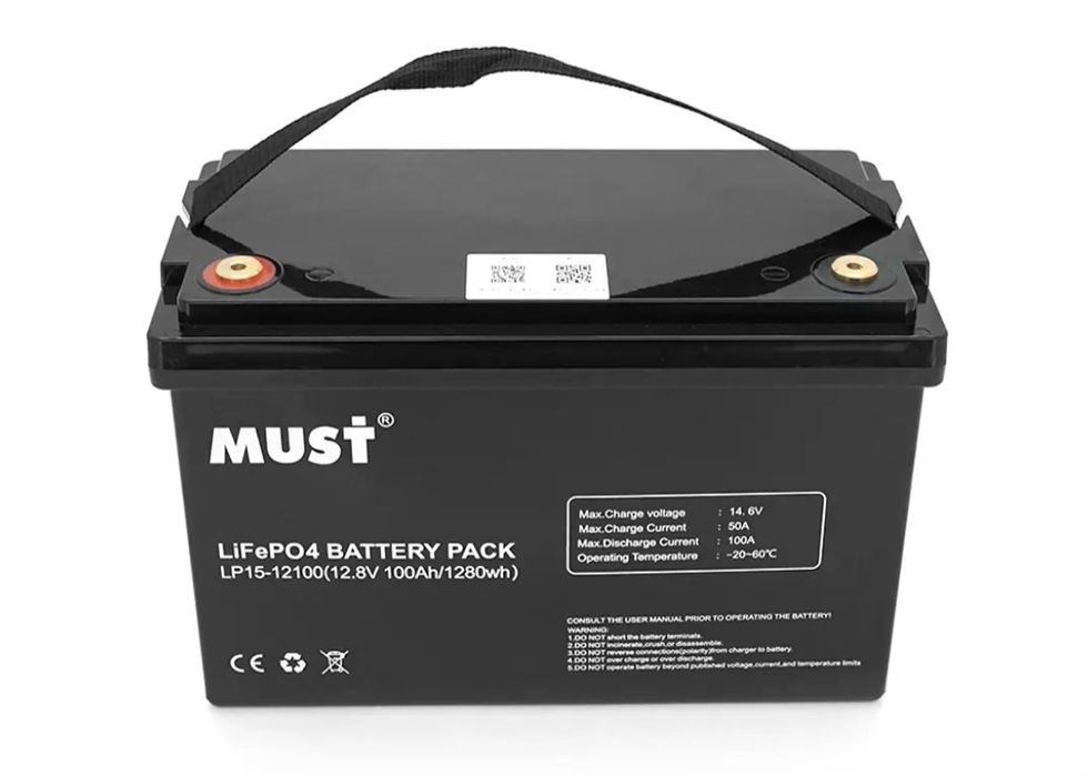 Акумуляторна батарея MUST LiFePO4 LP15-12100 12,8V 100Ah, 1,28kWh, BMS