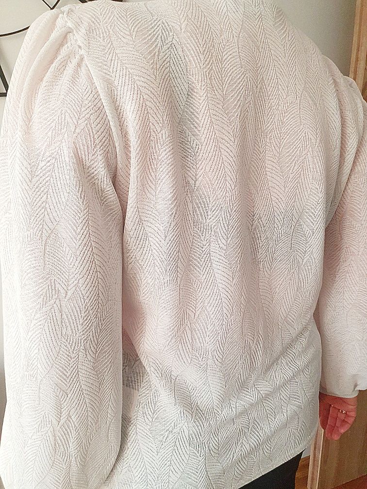 Biała bluzka ze stójką, wzór liście ,Fransa, r.2 XL