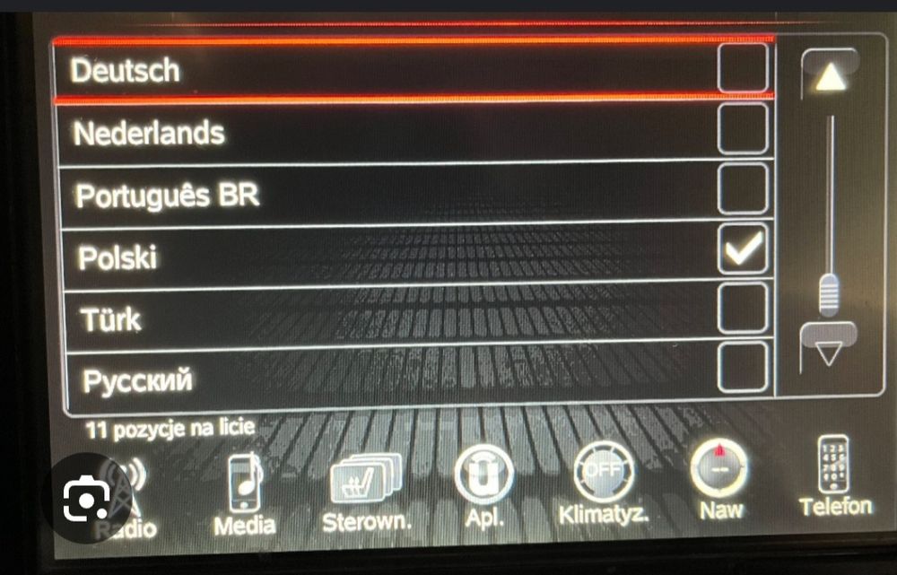 Polskie menu język Uconnect8 dodge jeep chrysler
