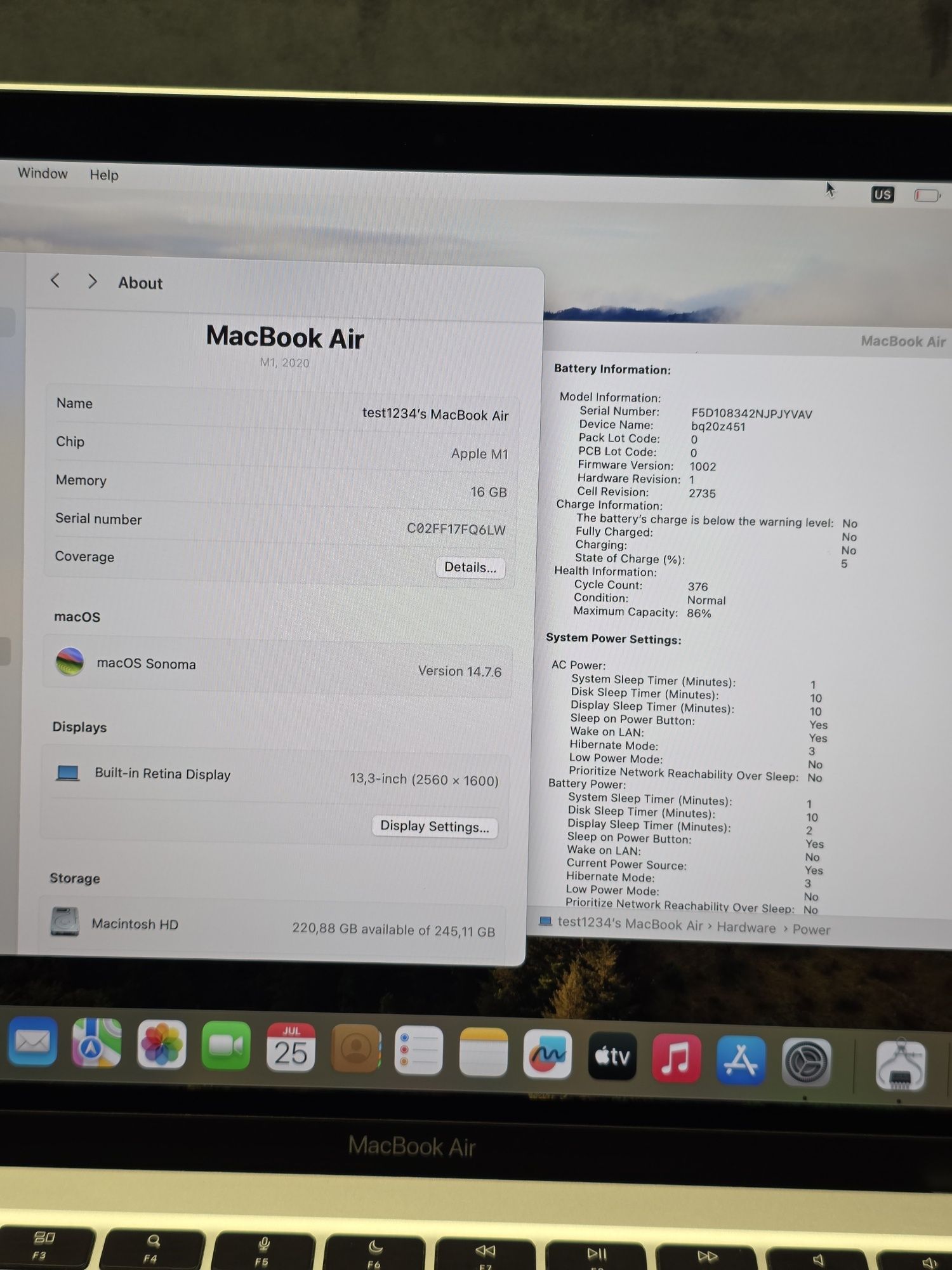 Macbook Air M1 16/256GB