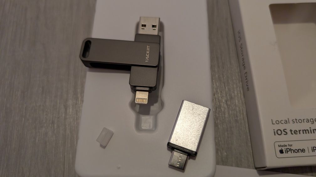 Vackiit USB 128GB com MFI Lightning, USB 3.0, USB C