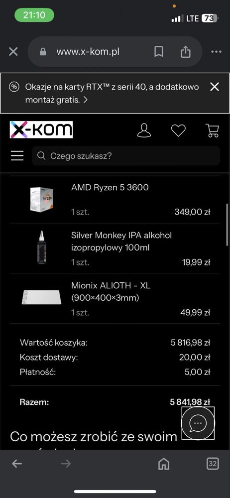 Komputer Gamingowy Ryzen 5 3600  RX5500XT 32GB RAM
