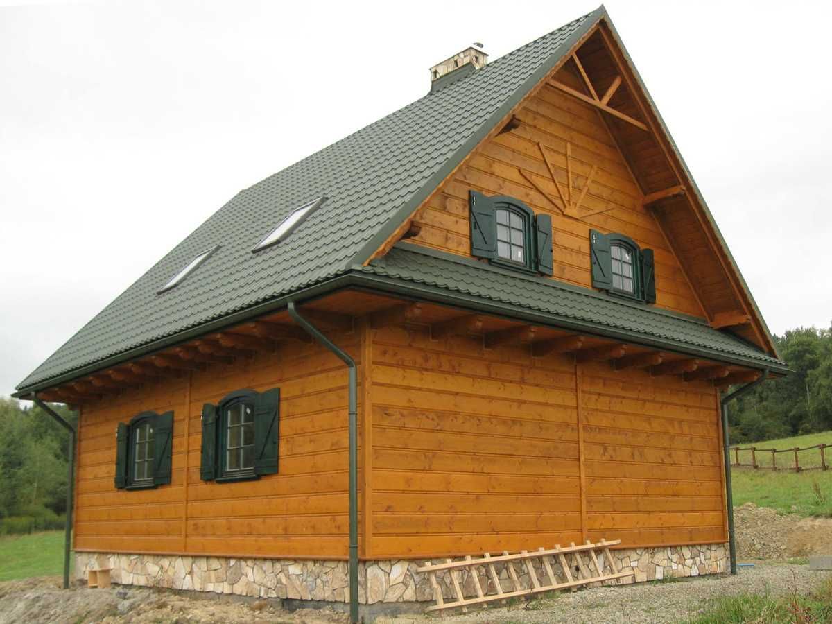 Dom szkieletowy drewniany letniskowy 35 m2 (pow. po podłodze 60 m2)